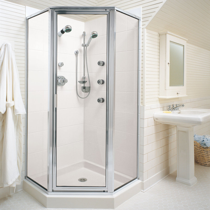 Base de douche à seuil simple 38 po x 38 po néo-angle Town Square, Blanc
