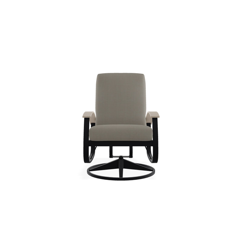Belle Isle Outdoor Swivel Lounge Chair, Cast Ash Sunbrella® Plainweave, Desert P60, Textured Black