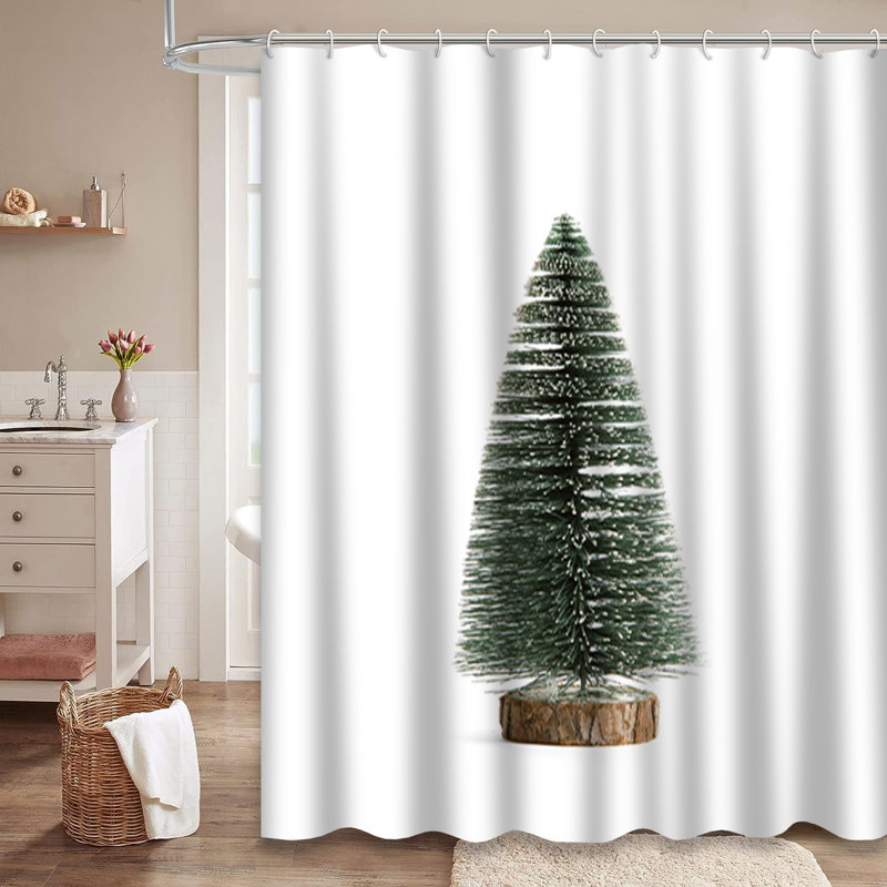 Rideau de douche blanc en sapin avec 12 crochets, L 72 po x l 72 po