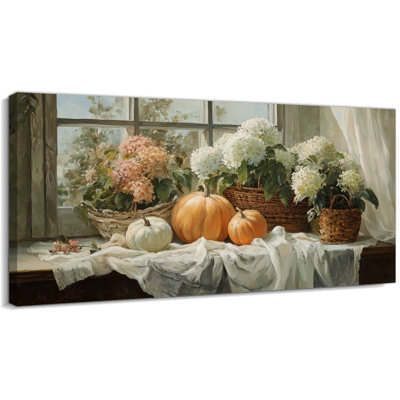 Automne, art mural sur toile citrouille, images d'automne, décoration murale, automne, art sur toile tendue avec galerie, salon de cuisine, entrée 12 x 24 po
