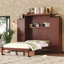 Lit escamotable avec 2 garde-robes et rangement, plateforme pliable multifonctionnelle pour économiser de l'espace dans les chambres et les chambres d'amis-386924151-386924136