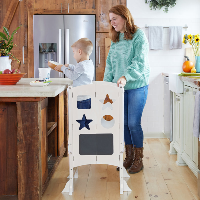 Ivory Foldable Wooden Toddler Kitchen Helper Tower
