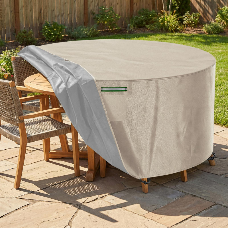Round Patio Table Cover, 70 Inch Waterproof, Tear-Resistant, UV-Resistant Oxford Cloth With Ventilation Design,Drawstrings And Reflective Strips