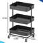 Petit chariot utilitaire à 3 niveaux avec roulettes silencieuses, rangement réglable, noir-1305850918-1305850939