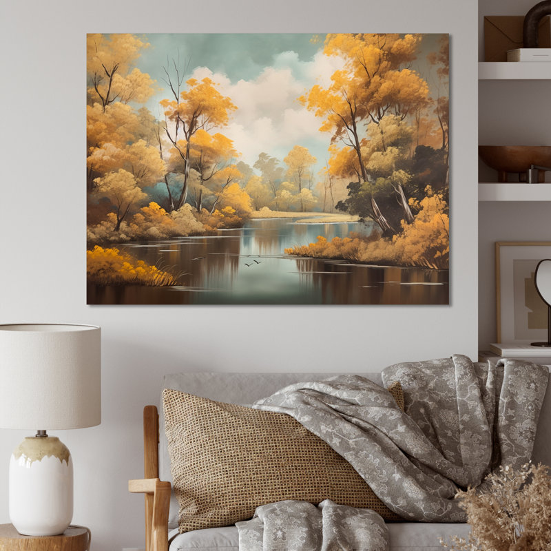 «Whimsical River and Forest I», reproduction d'art sur toile, H 12 po x l 20 po x P 1 po, Toile tendue