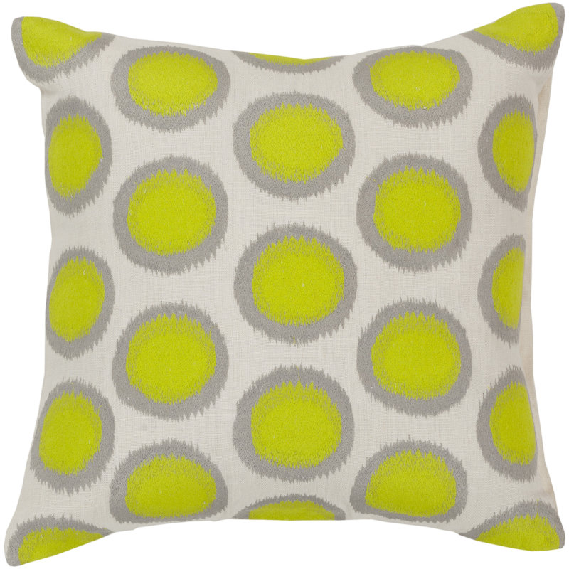 Polka Dots Throw Pillow, Green, 20"H x 20"W, Down-feather