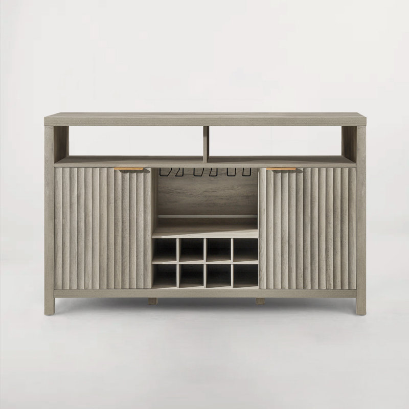 Nicolee 51" W Bar Cabinet, Greige Oak