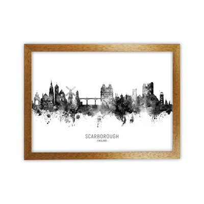 Aabidah Scarborough England Skyline Black White City Name by Michael Tompsett - Print