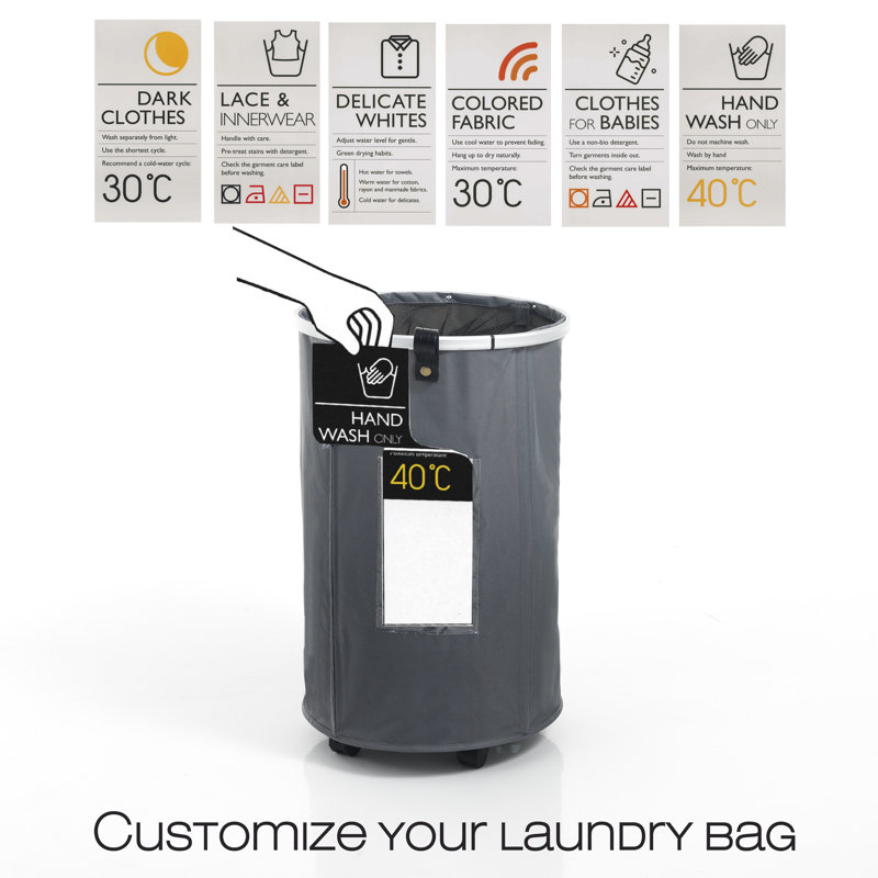 Fabric Rolling Laundry Hamper with Handles