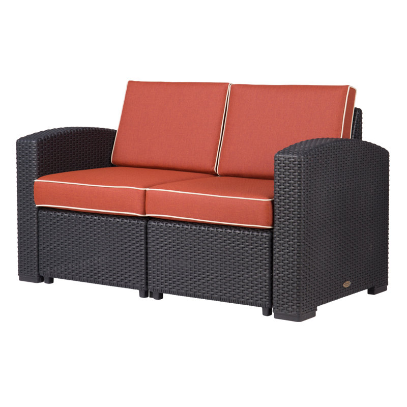 55.5'' Wide Straight Loveseat with Cushions, Red, Black