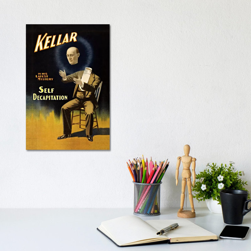 Kellar: Self Decapitation Vintage Magic Poster - Wrapped Canvas Print, 20.32 cm H x 30.48 cm W