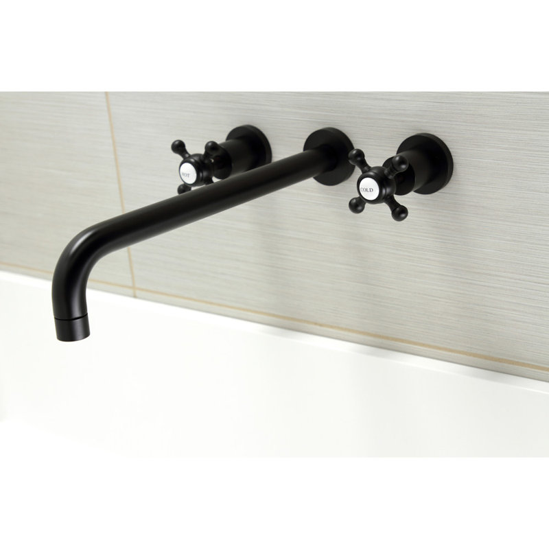 Kingston Brass Metropolitan Two-Handle 3-Hole Wall Mount Roman Tub Faucet, Matte Black