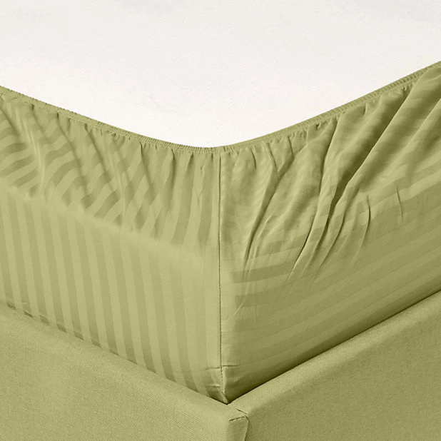 Hotel London Egyptian Cotton Striped Sheet Set, Sage, Full Sheet Set with 2 Pillowcases