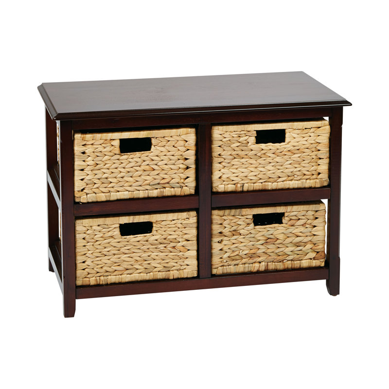 Commode de rangement 4 tiroirs Ottilie, Espresso et naturel