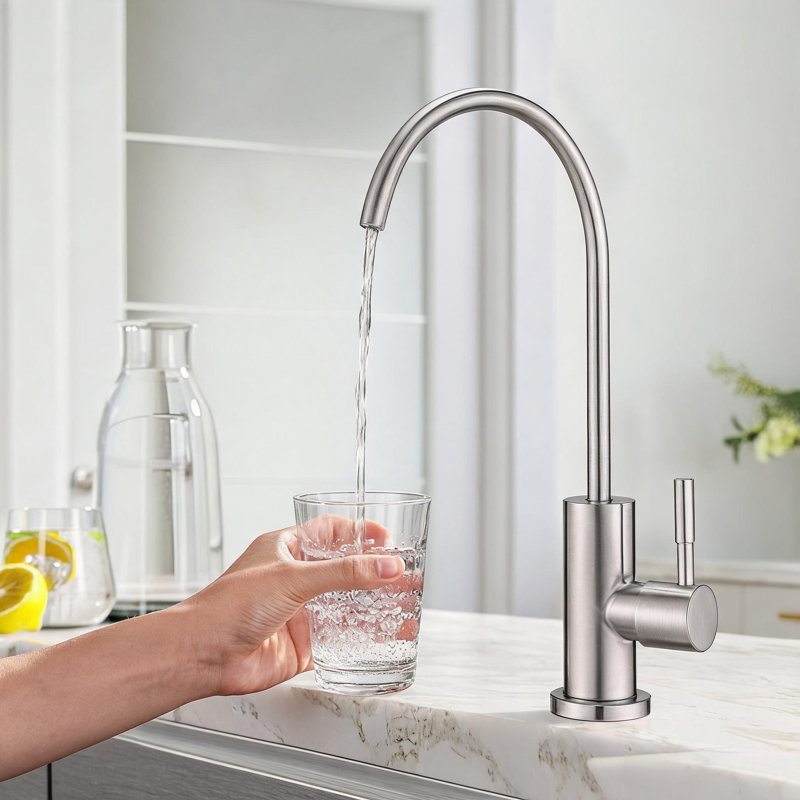 Robinet de cuisine en acier inoxydable brossé avec rotation à 360 degrés