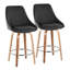 Tabouret de comptoir à hauteur fixe Diana avec pieds en bois courbé et repose-pieds rond - ensemble de 2-109575896-109575895