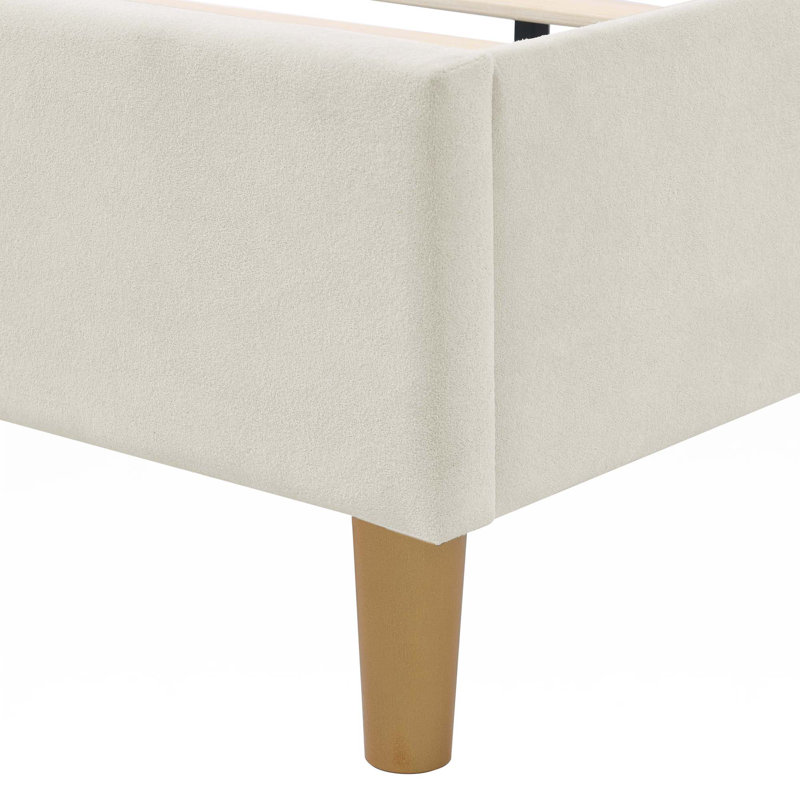 Structure de lit rembourrée, Beige