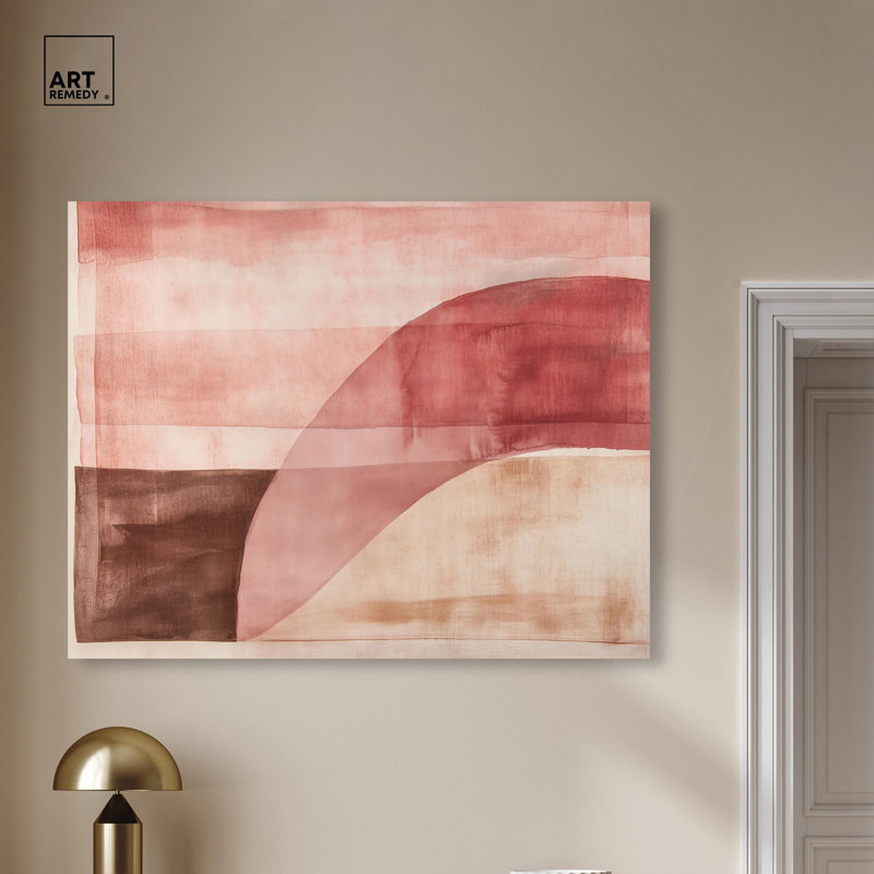«Faded Crimson Canvas Modern Boho Abstract» par, H 36 po x l 45 po, Toile tendue avec châssis