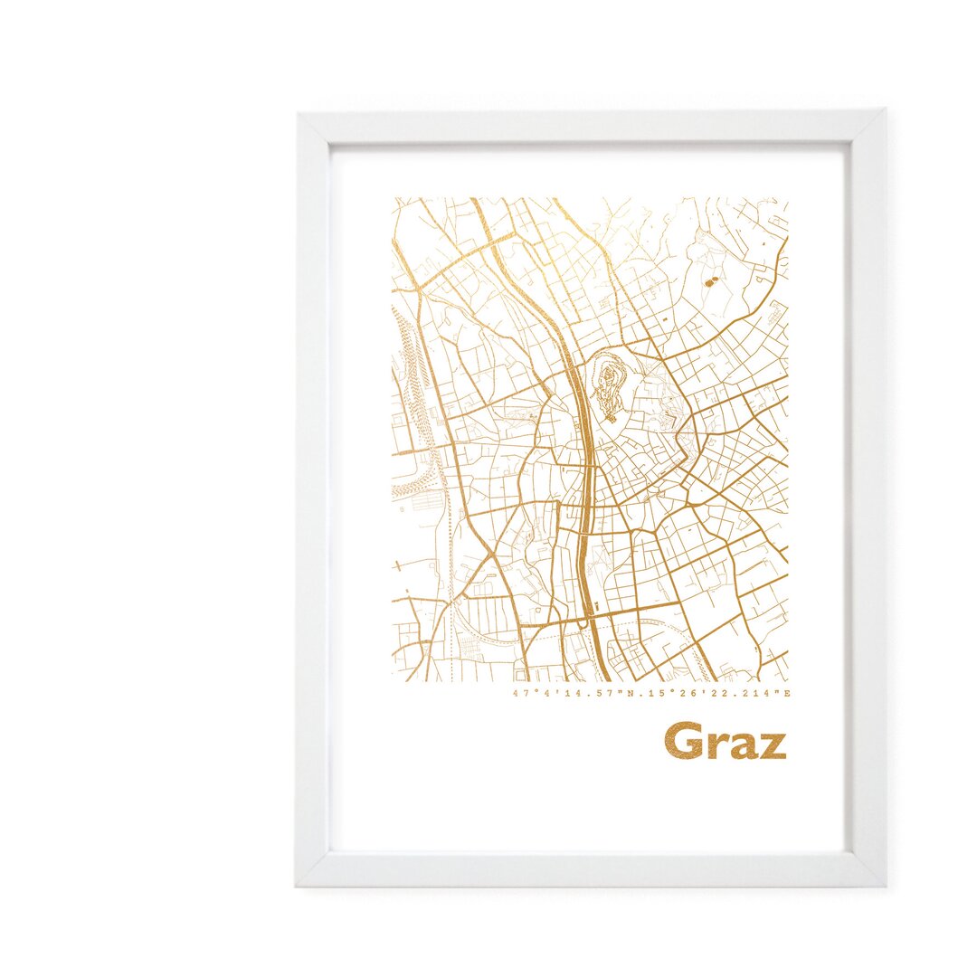 Gerahmtes Poster Graz Stadtplan