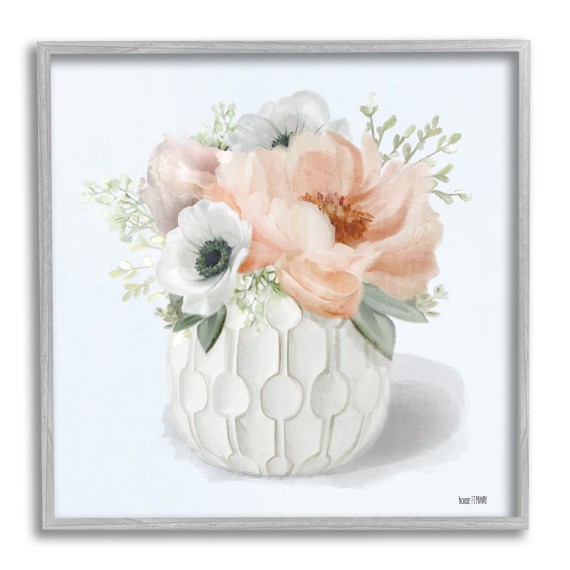 Peinture florale champêtre dans un pot de fleurs, L 17 po x H 17 po, Estampe numérique Farmhouse