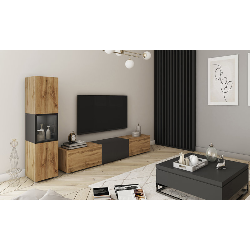 Unfinished Entertainment Centre for TVs up to 78", Brown Wood/Black