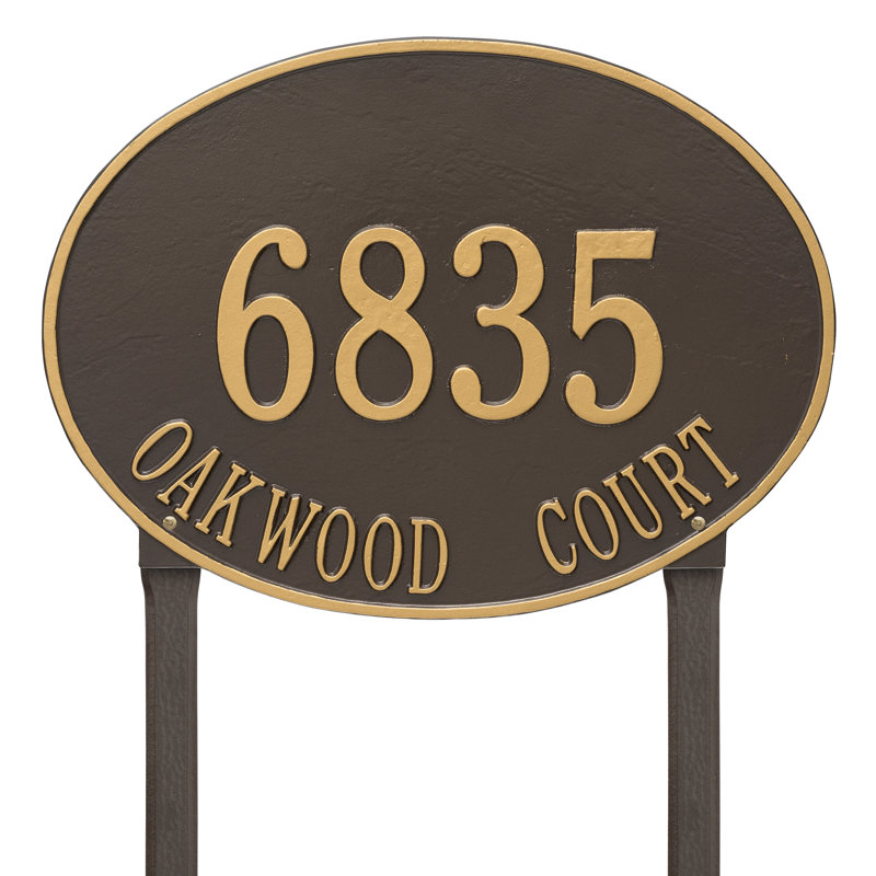 Plaque d'adresse sur 2 lignes Hawthorne, Bronze et doré, Oui