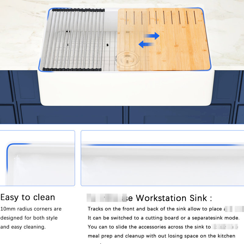 33 po X 20 po - Station de travail pour évier de cuisine - blanc, antirouille, antitache et anti-égratignure, insonorisant, facile à embellir, antirouille