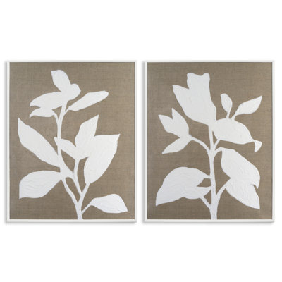 Ensemble de giclées encadrées 2 pièces Frosted Linen Botanicals, design par Vanna Lam