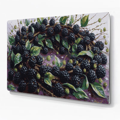 Fruit Raspberry Black Purple Metal Wall Art