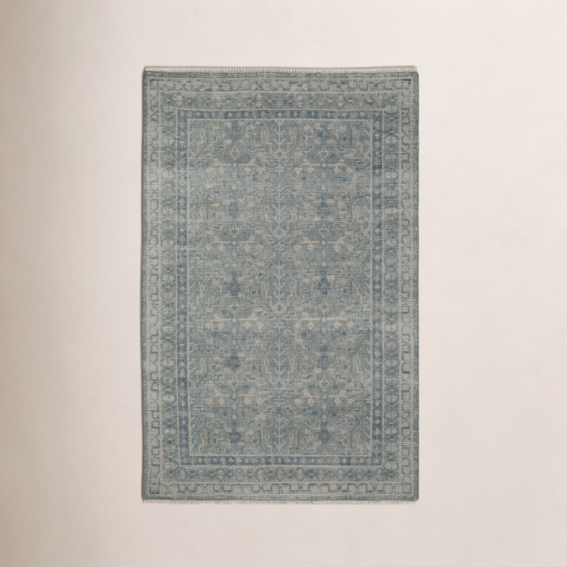Tapis d'intérieur en laine noué à la main Zuri, Rectangle de 5 pi x 8 pi