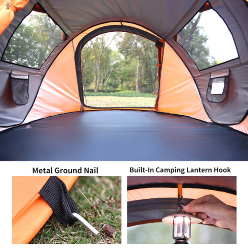 Tente de camping 2 personnes Pop Up, Noir/crème