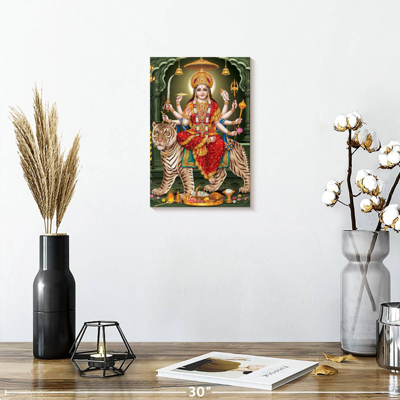 Adella Durga On A Tiger, 12" H x 8" W