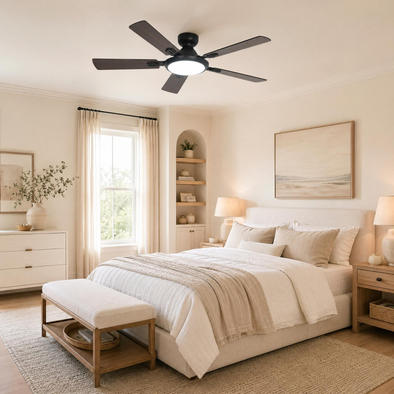 52 in Ceiling Fan with Lights and Remote for Bedroom, Living Room and Patio, Black, Brown