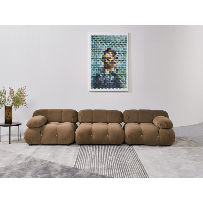 Causeuse modulaire Harv, 26.7" H x 114" W x 38" D, Velours brun clair
