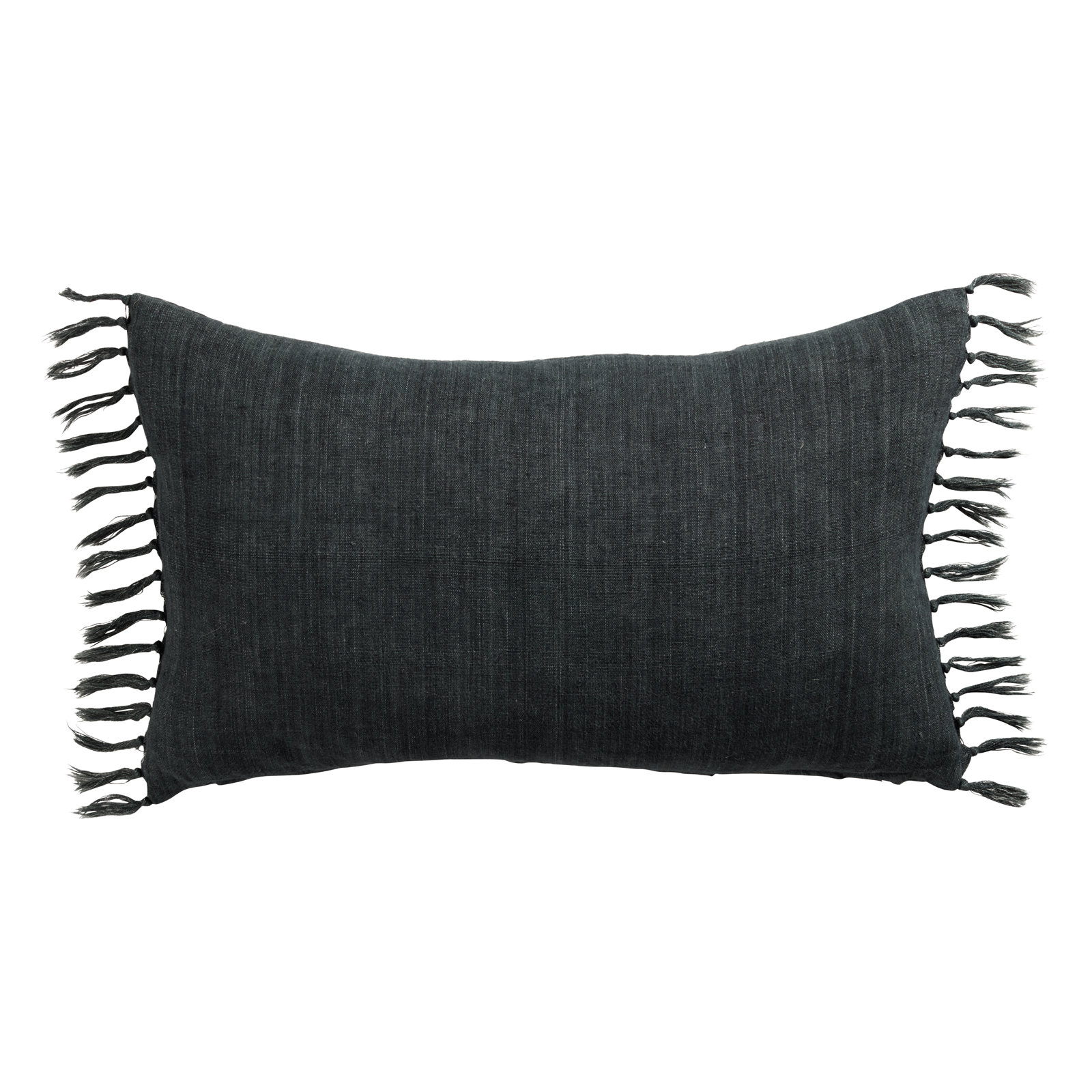 Sharron Tassels Linen Lumbar Throw Pillow, Pillow Cover Only - No Insert, Navy