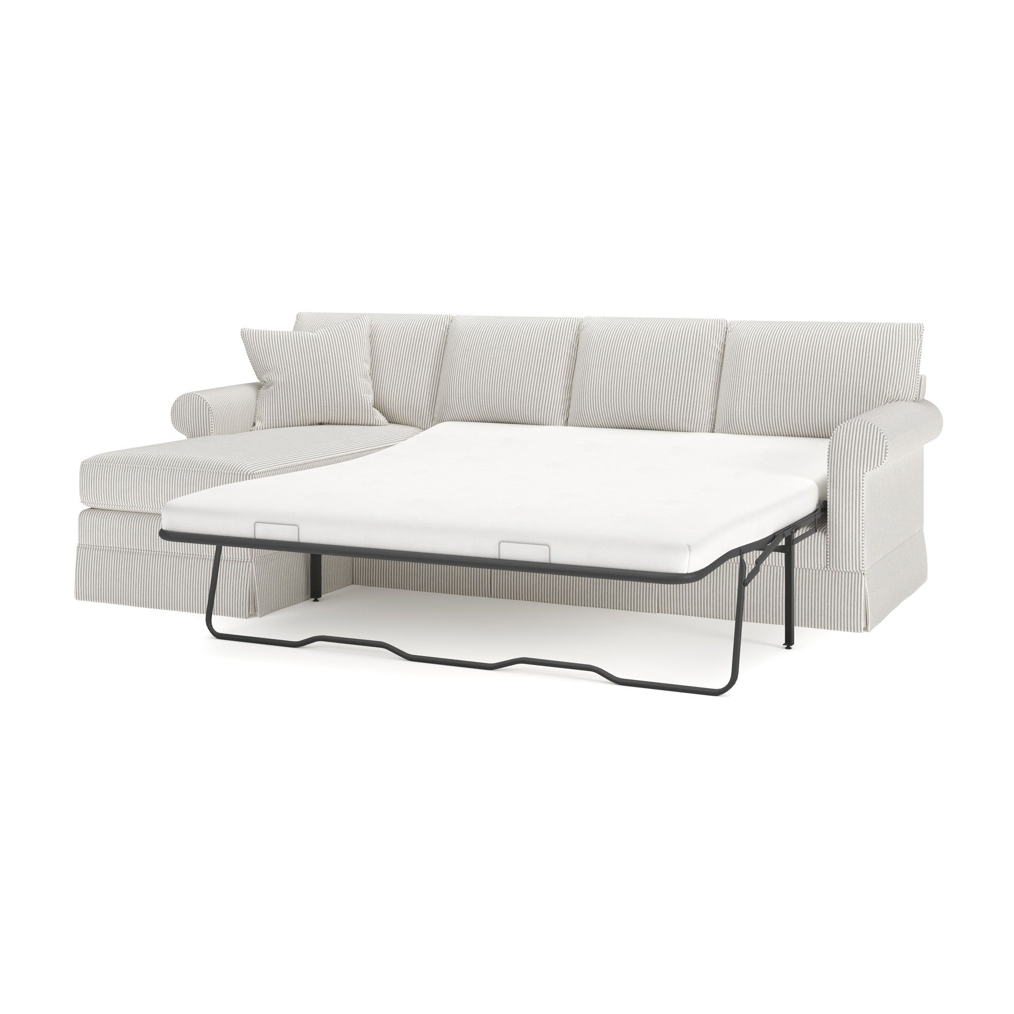 Friedman 2 - Piece Upholstered Sleeper Sectional, Cruise Gray Striped, Left Hand Facing