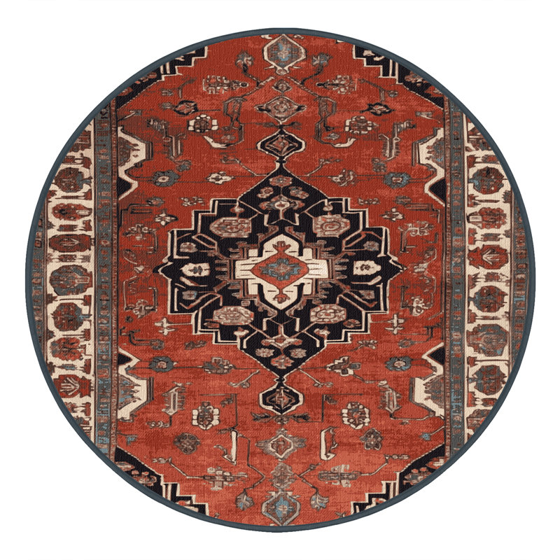 Machine Washable Persian Brown Area Rug, Round 3'