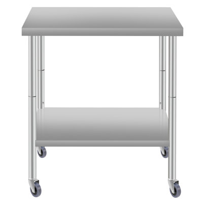 24-inch Wide 30-inch Deep Stainless Steel Work Table With Under Shelf And Wheels, 34 Inches High For Home Commercial Kitchen Food Service 30''x24'' Tall,