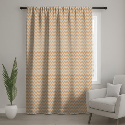 Rideaux de fenêtre orange et blancs en zigzag, voilages et voilages occultants - 1 panneau