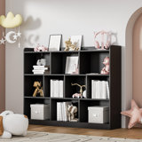 Ebern Designs White Cube Bookshelf, Wood Bookcase With 3 Tier Open Shelves, 10-cube Minimalist Storage Shelf For Living Room, 43.3" W X 35.4" H