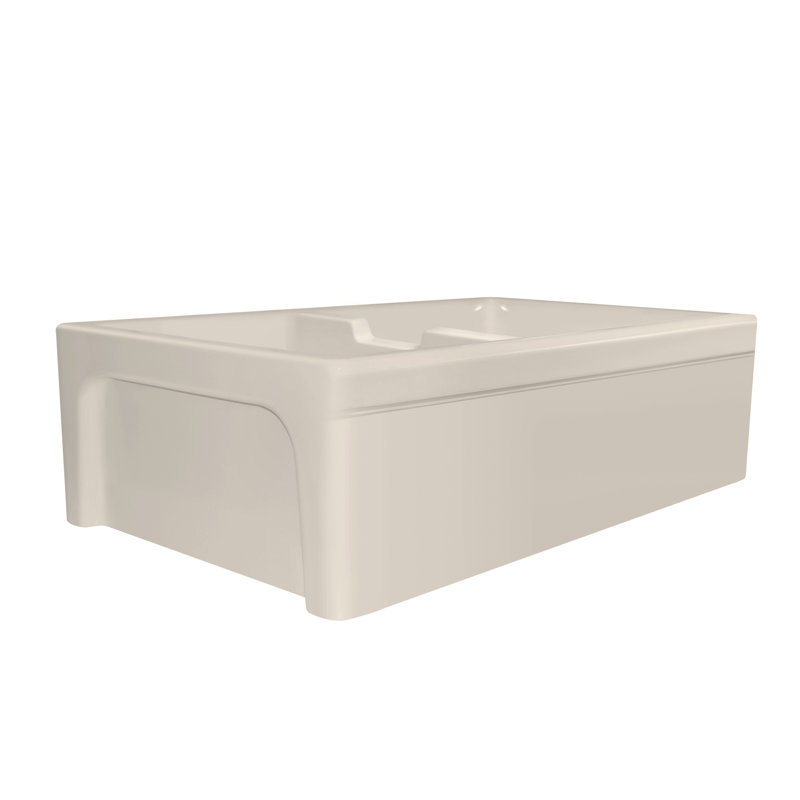 Whitehaus 42" Large Reversible Double Bowl Fireclay Kitchen Sink: Beveled, 2-1/2" Lip Front Apron, Biscuit