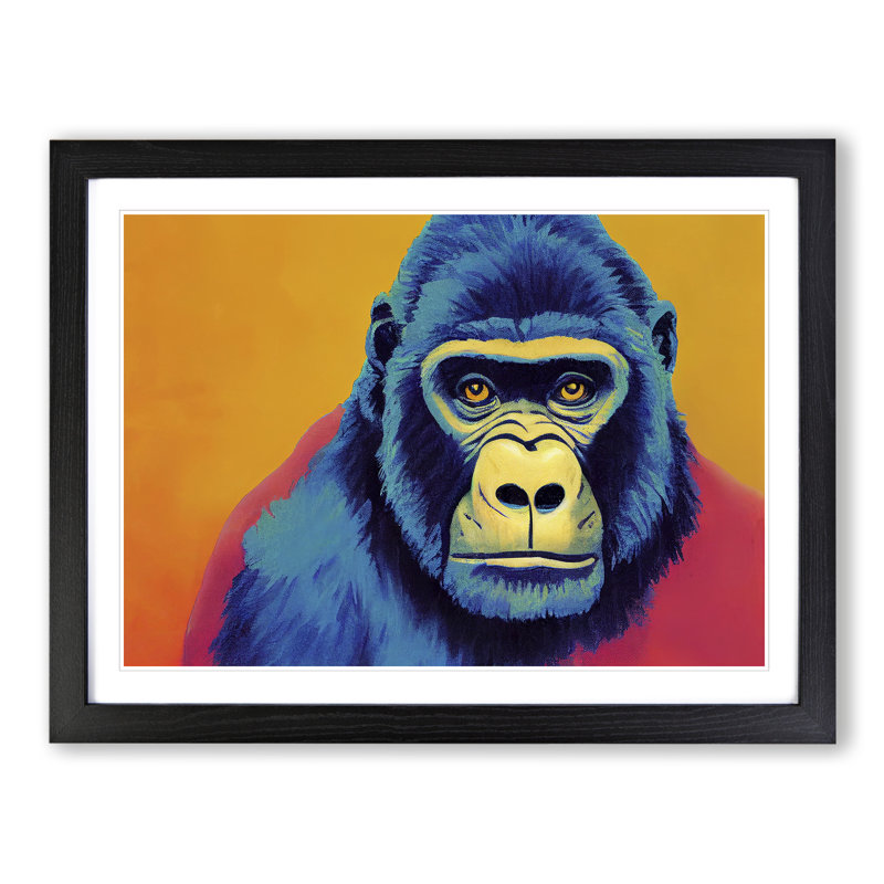 Impressive Gorilla Abstract 1 Piece Single Picture Frame Wall Art, 25cm H x 34cm W x 2cm D, Black