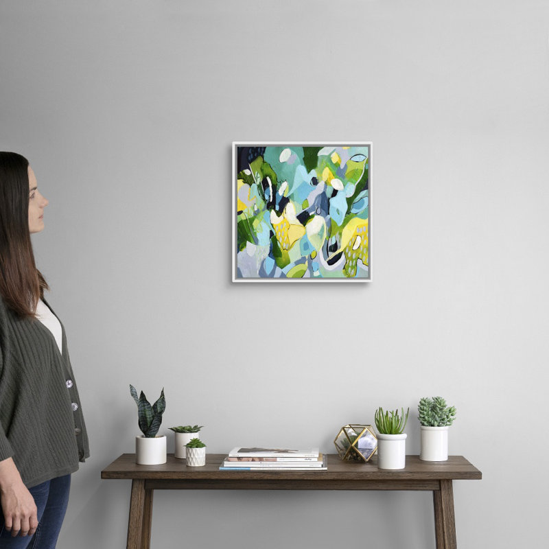 «Dinner Party Ii» par TA Marrison - reproduction sur toile, Cadre blanc, H 18 po x l 18 po x P 1,75 po