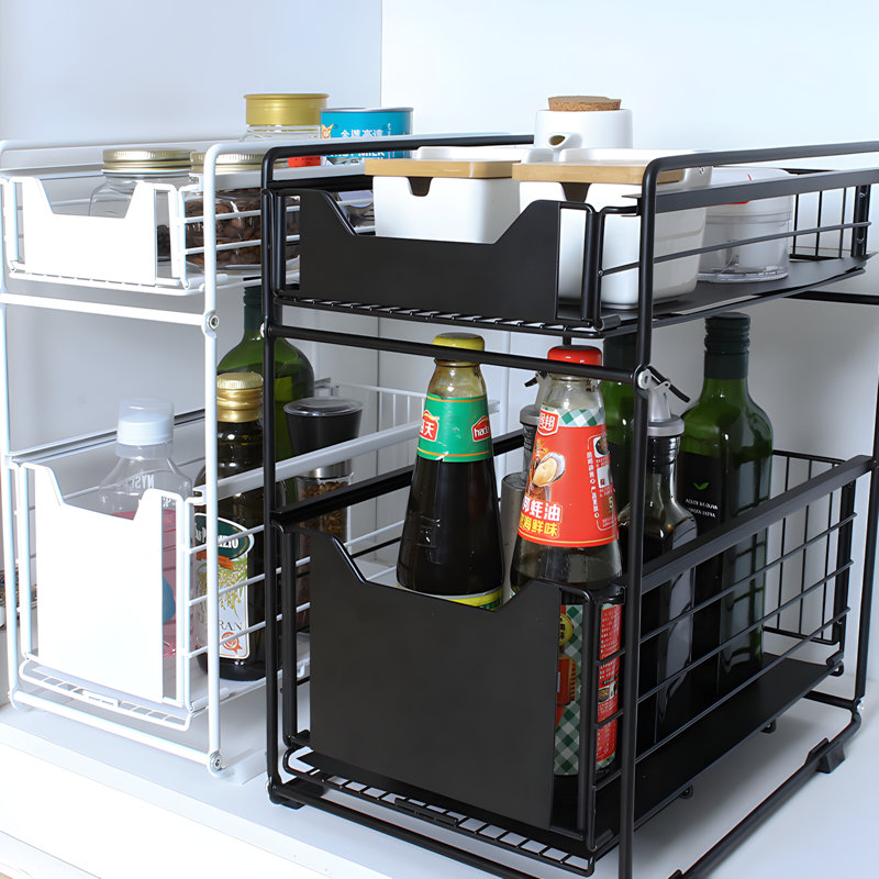 Multi-Functional Kitchen Sink Organizer With Pull-Out Shelves And Detachable Design For Efficient Storage