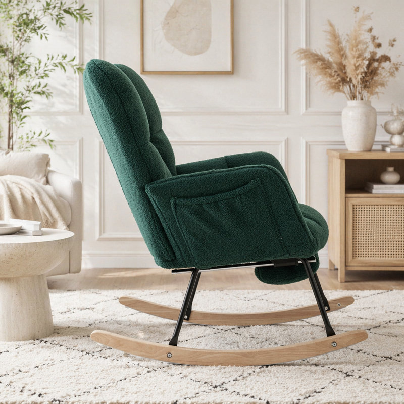 Chaise berçante Teddy, Vert - repose-pieds
