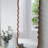 31.4x1.4x74" Oversized Wooden Floor Mirror with Unique Brown Frame