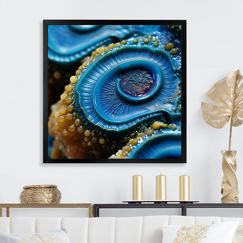 «Blue Sapphire Maritime Geode», art mural pierre géode, Noir, H 36 po x l 36 po
