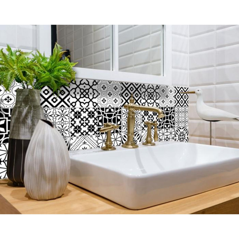 Carreau de mosaïque auto-adhésif en vinyle 4 po x 4 po