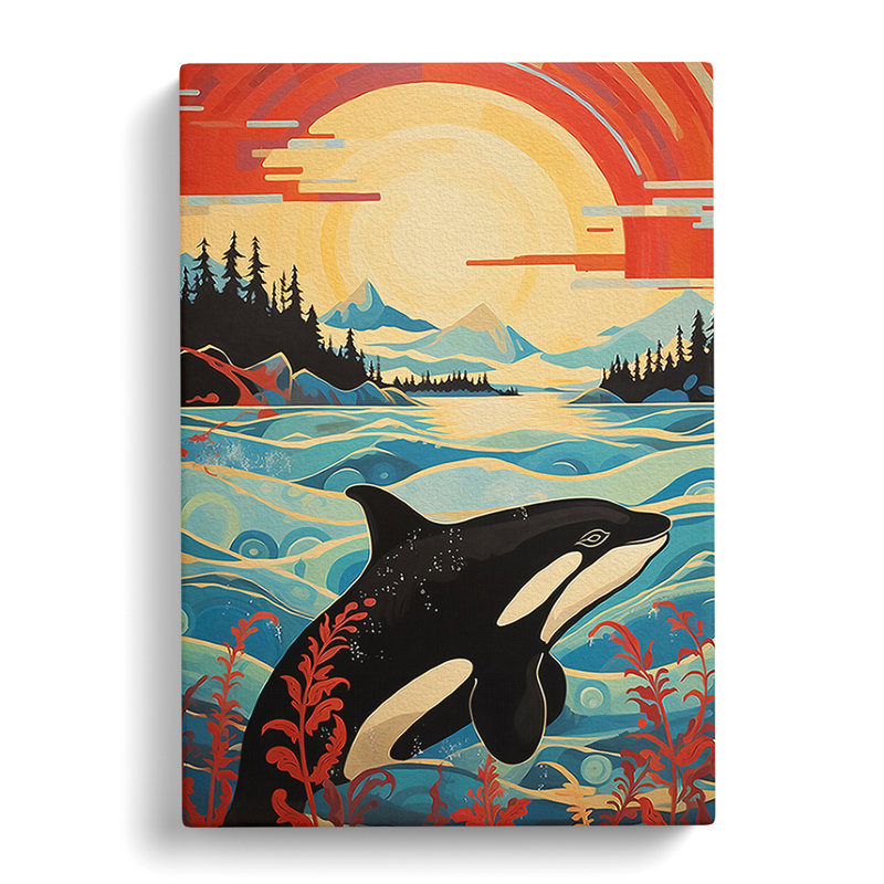 Orca Whale Modern - Wrapped Canvas Print, 76cm H x 50cm W x 3cm D