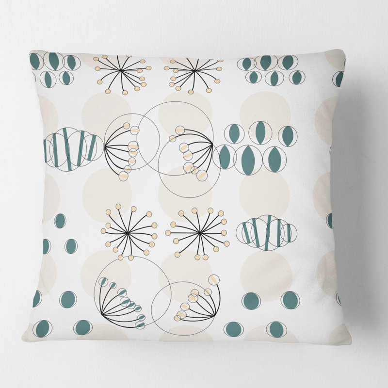 Motif géométrique abstrait moderne - Coussin Mid-Century, 18 po x 18 po